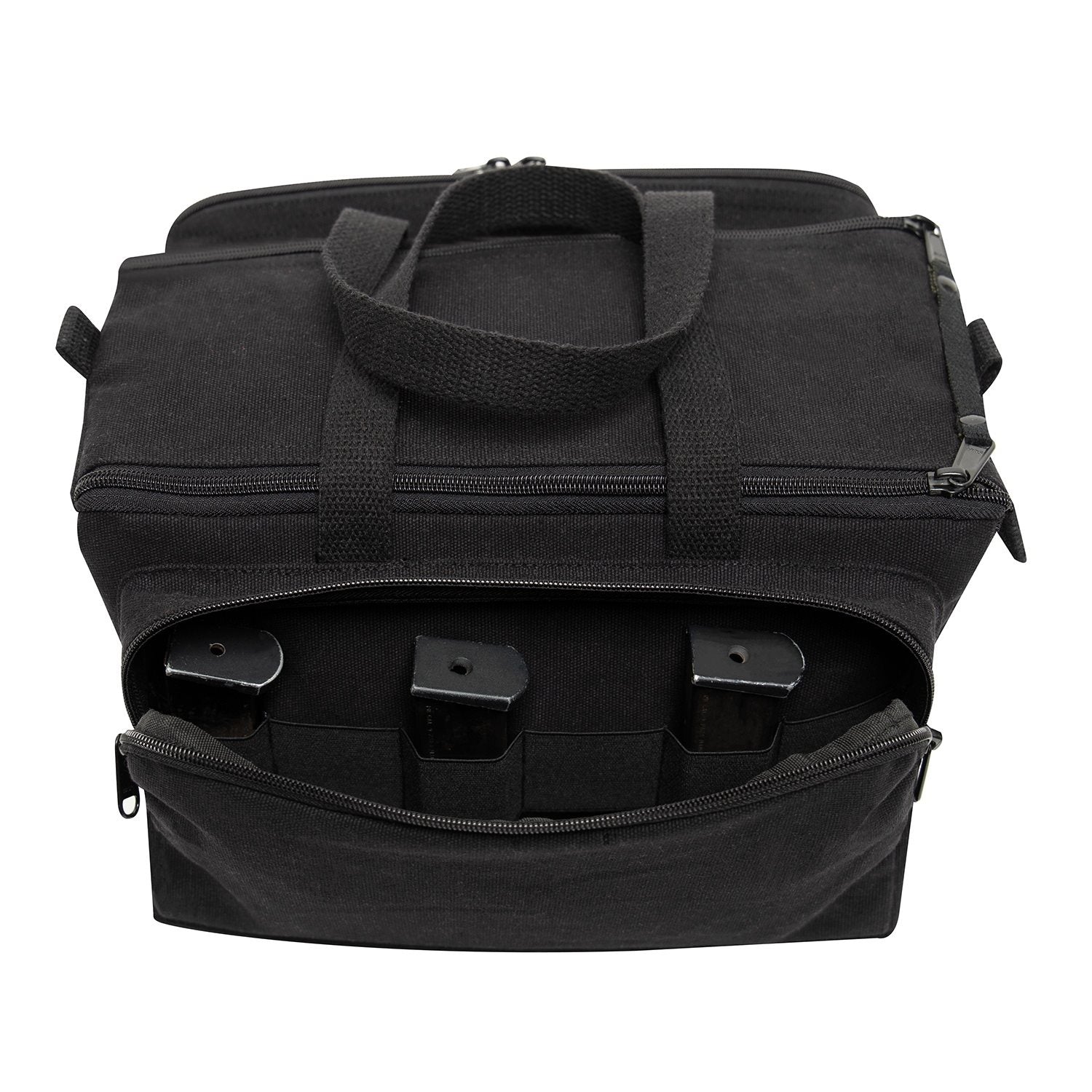 Bolsa SHOOTING RANGE negra para arma corta con bolsillo y ojales para cargadores