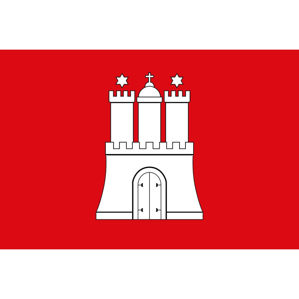 Bandera de Hamburgo 90 x 150 cm en poliéster con ojales metálicos