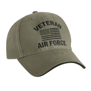 Gorra verde VINTAGE VETERAN AIR FORCE con bandera de EE. UU. bordada
