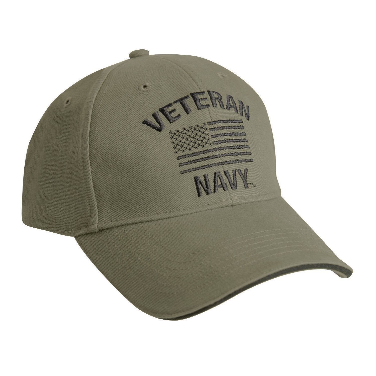 Gorra VETERAN NAVY con bandera de EE. UU. en color verde, bordado y cierre ajustable