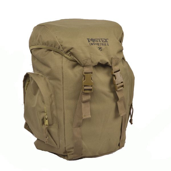 Mochila pequeña Fostex 25 L verde. 25 litros, ideal para senderismo ligero y misiones cortas.