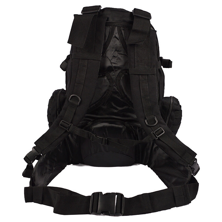 Mochila MOLLE 3-DAYS 101INC negra, diseño modular, hombreras anchas y cierres Fastex
