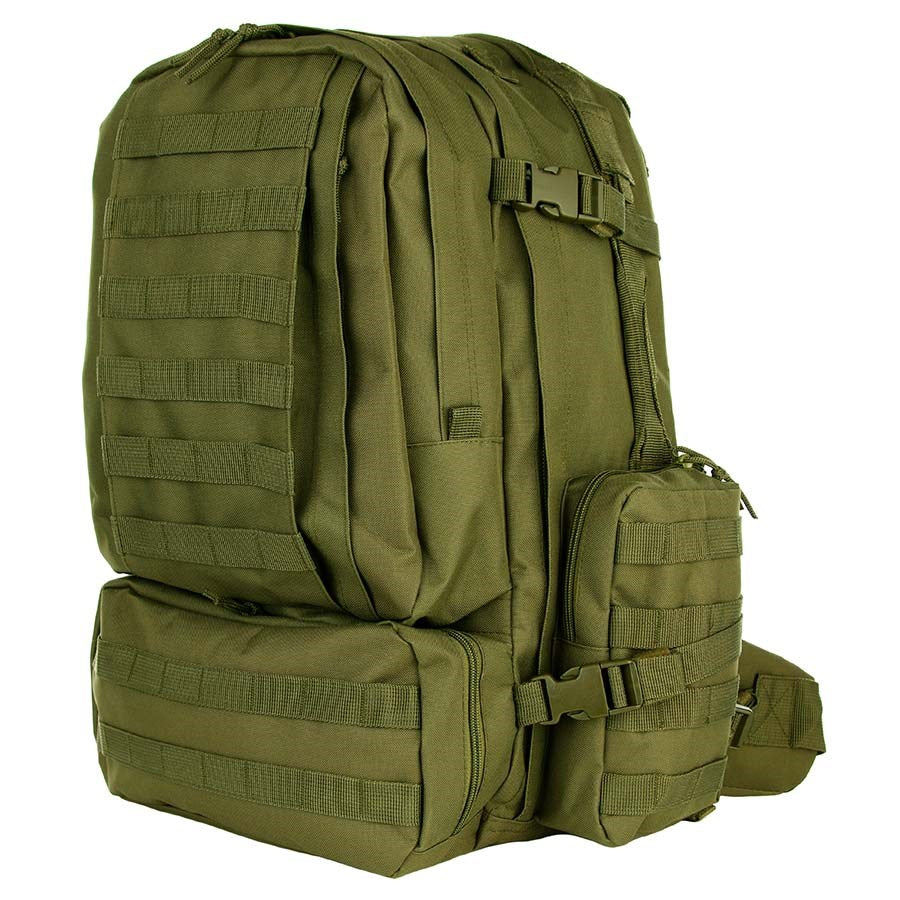 Mochila MOLLE 3-DAYS 101INC negra, diseño modular, hombreras anchas y cierres Fastex