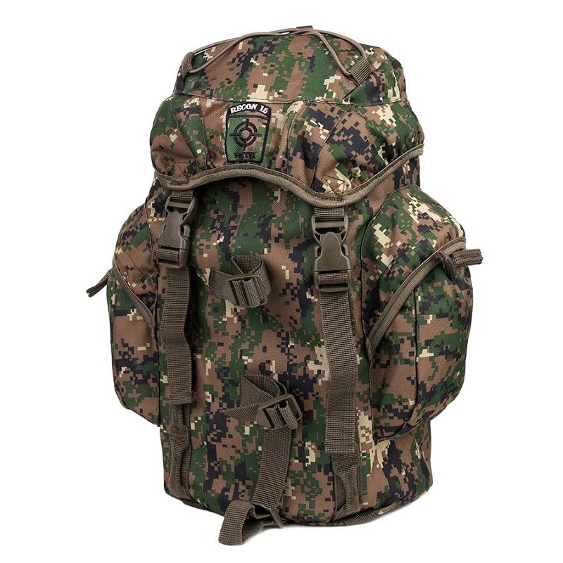 Mochila RECON 15L en patrón ACU DIGITAL, pequeña y espaciosa, con funda para lluvia incluida