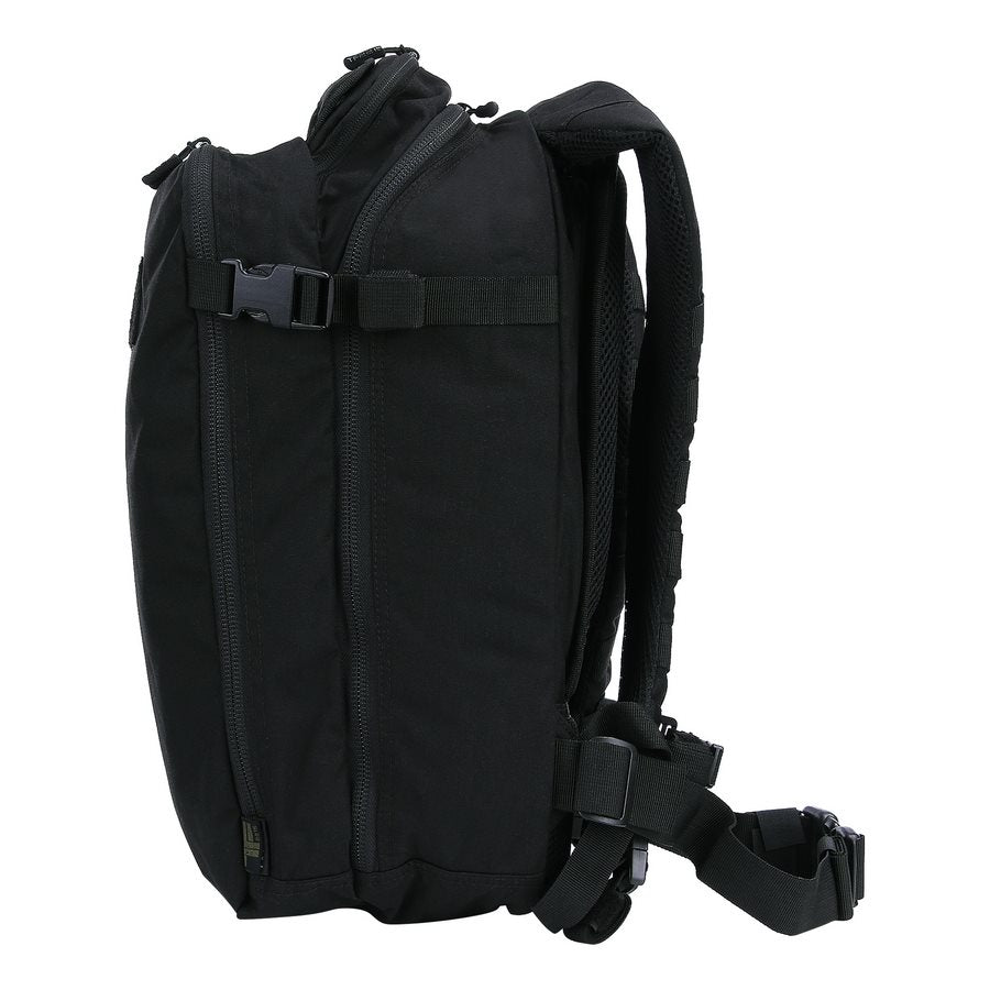 Mochila BUSHMATE PRO negra en Cordura 500D con funda reflectante naranja integrada