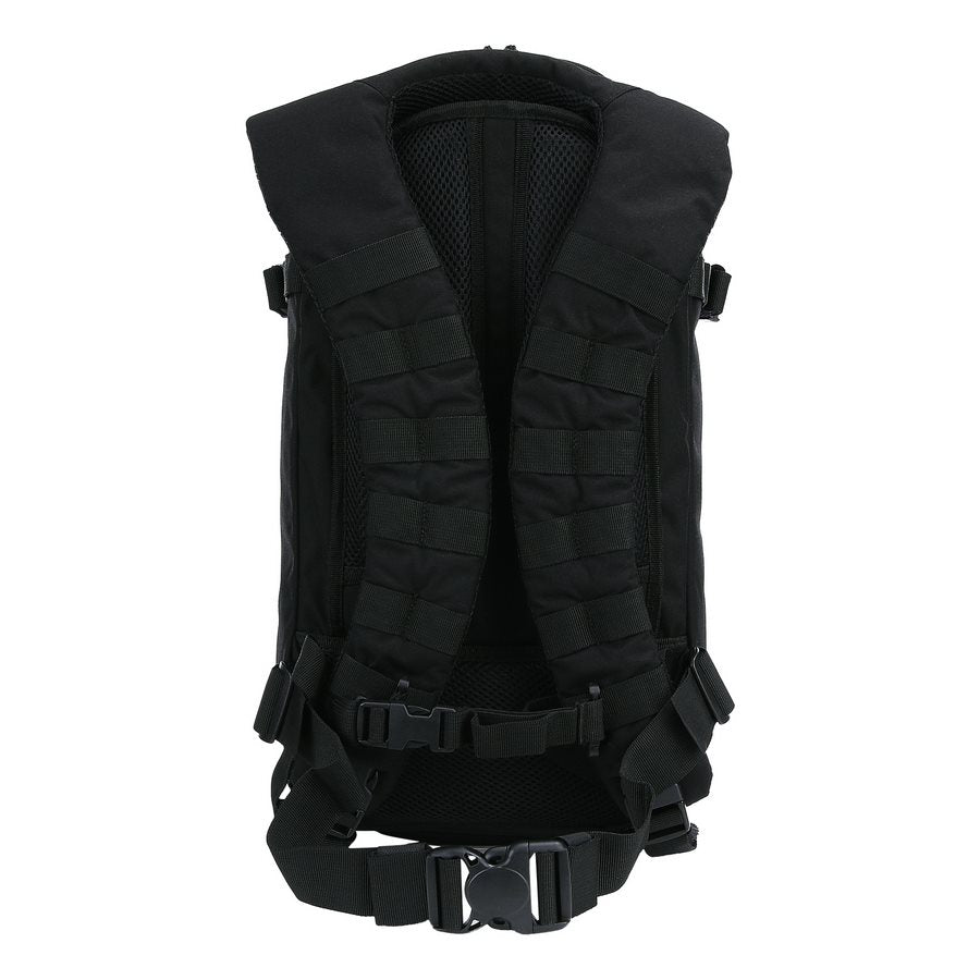 Mochila BUSHMATE PRO negra en Cordura 500D con funda reflectante naranja integrada