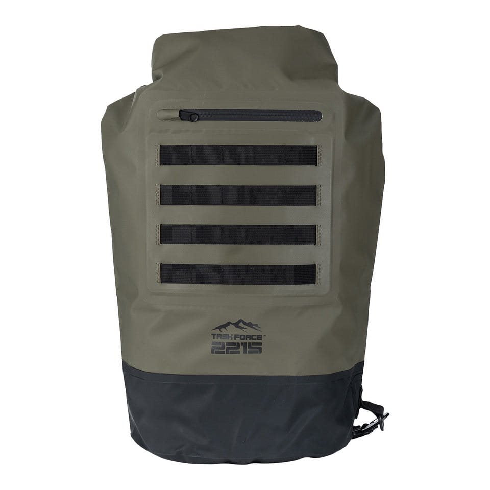 Bolsa náutica MOLLE impermeable verde en PVC 500D con correa ajustable