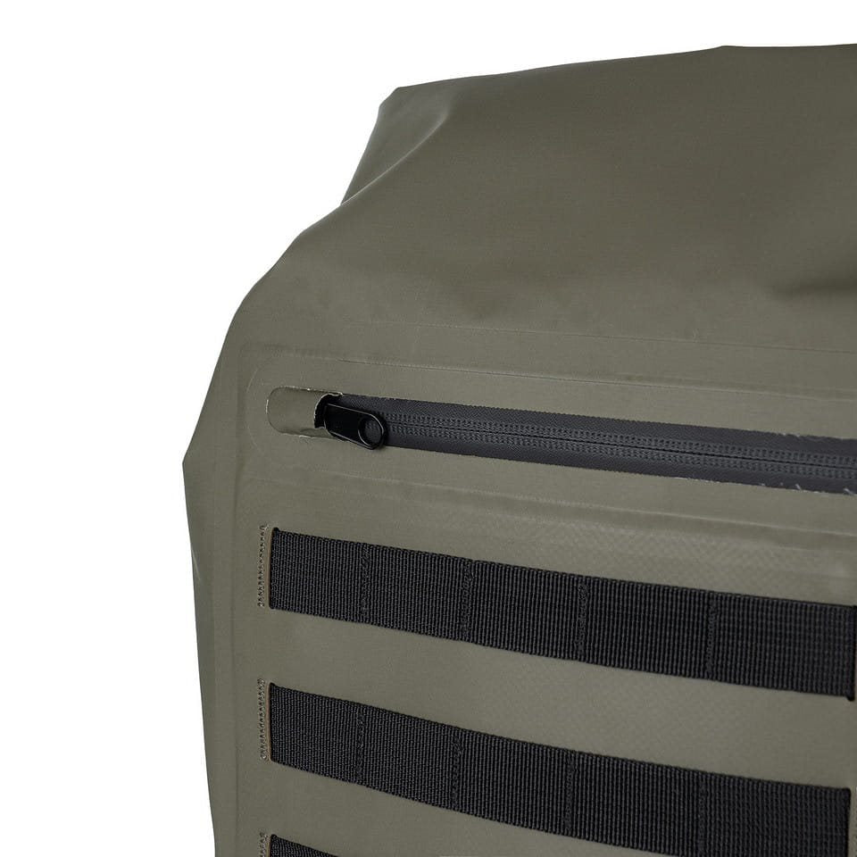 Bolsa náutica MOLLE impermeable verde en PVC 500D con correa ajustable