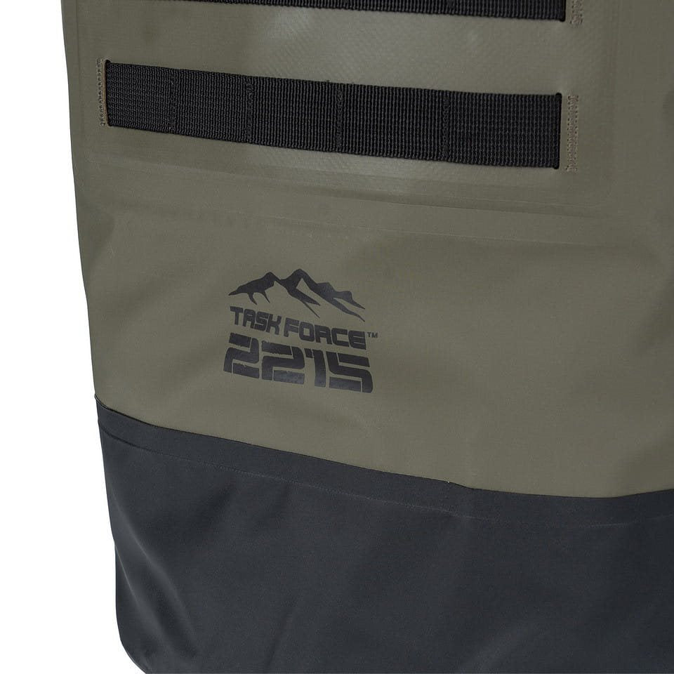 Bolsa náutica MOLLE impermeable verde en PVC 500D con correa ajustable