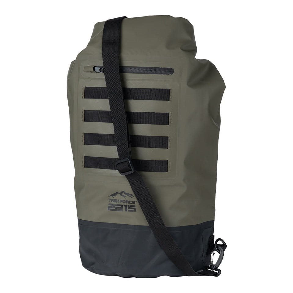 Bolsa náutica MOLLE impermeable verde en PVC 500D con correa ajustable
