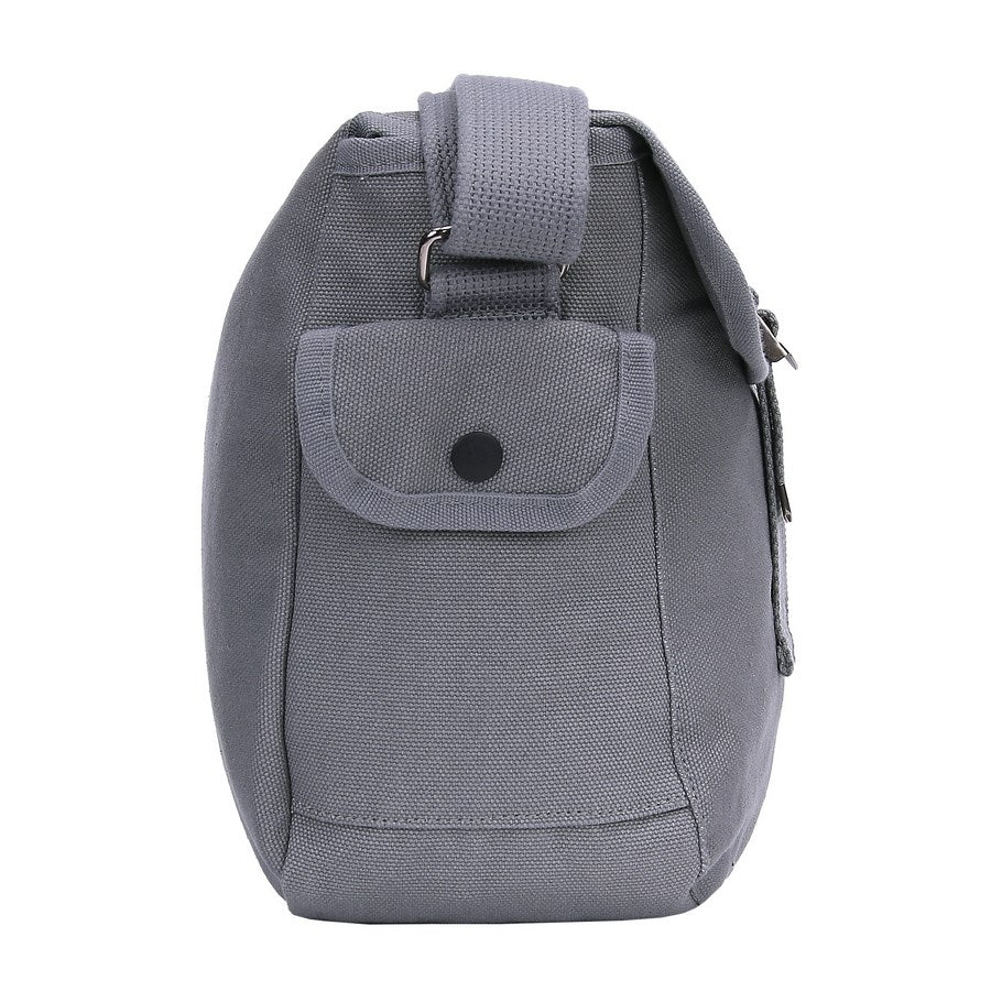 Bolsa bandolera de lona gris con emblema y textos USAF / U.S. Air Force