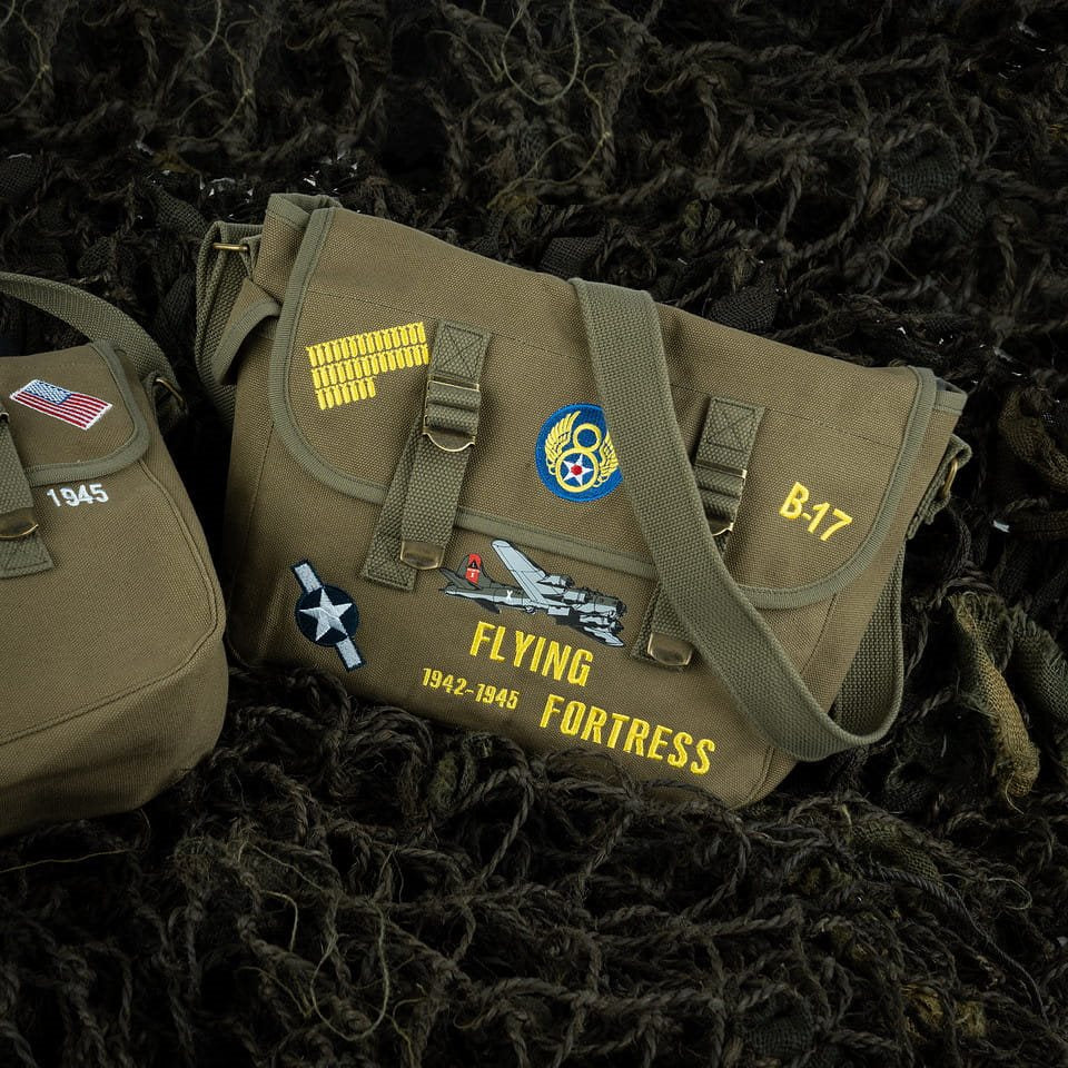 Bolsa bandolera de lona con ilustración del bombardero B-17 Flying Fortress