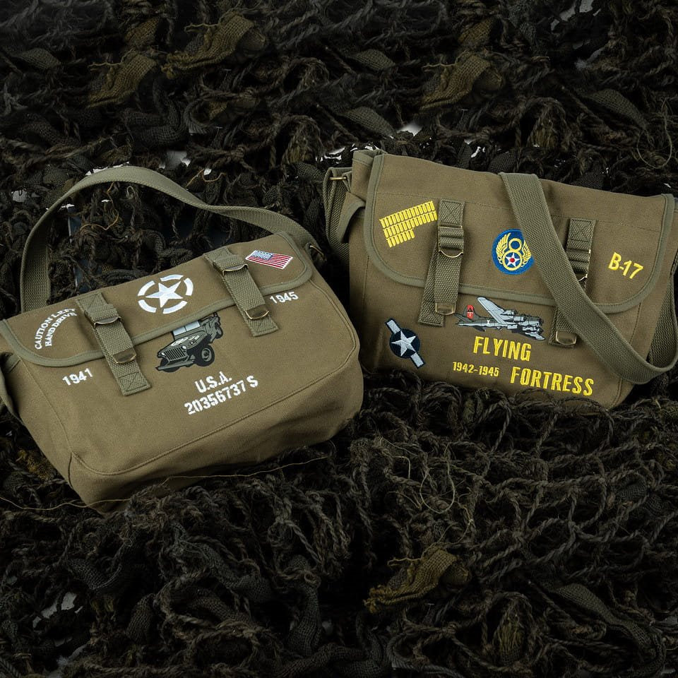 Bolsa bandolera de lona con ilustración del bombardero B-17 Flying Fortress