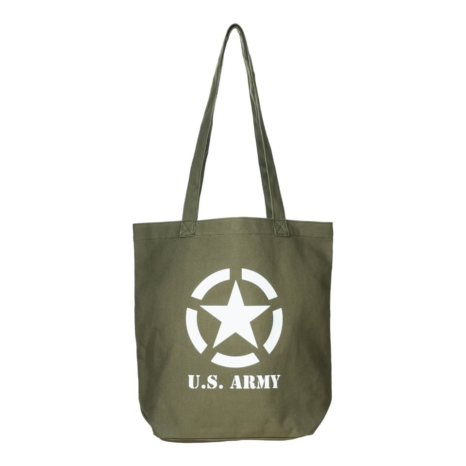 Bolsa de lona U.S. ARMY con estrella WWII y texto U.S. ARMY, plegable y resistente, 35x13x35 cm