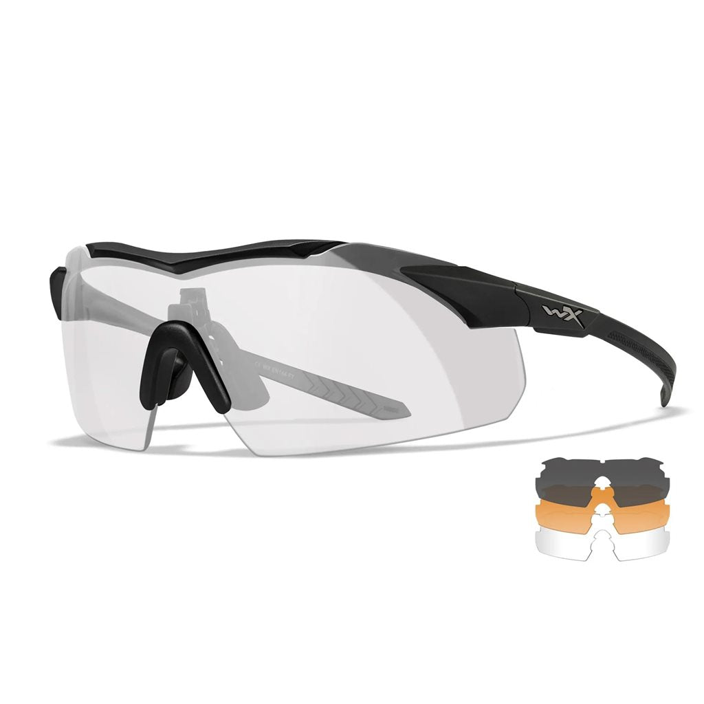 Gafas de tiro WX VAPOR con 3 lentes y montura negra