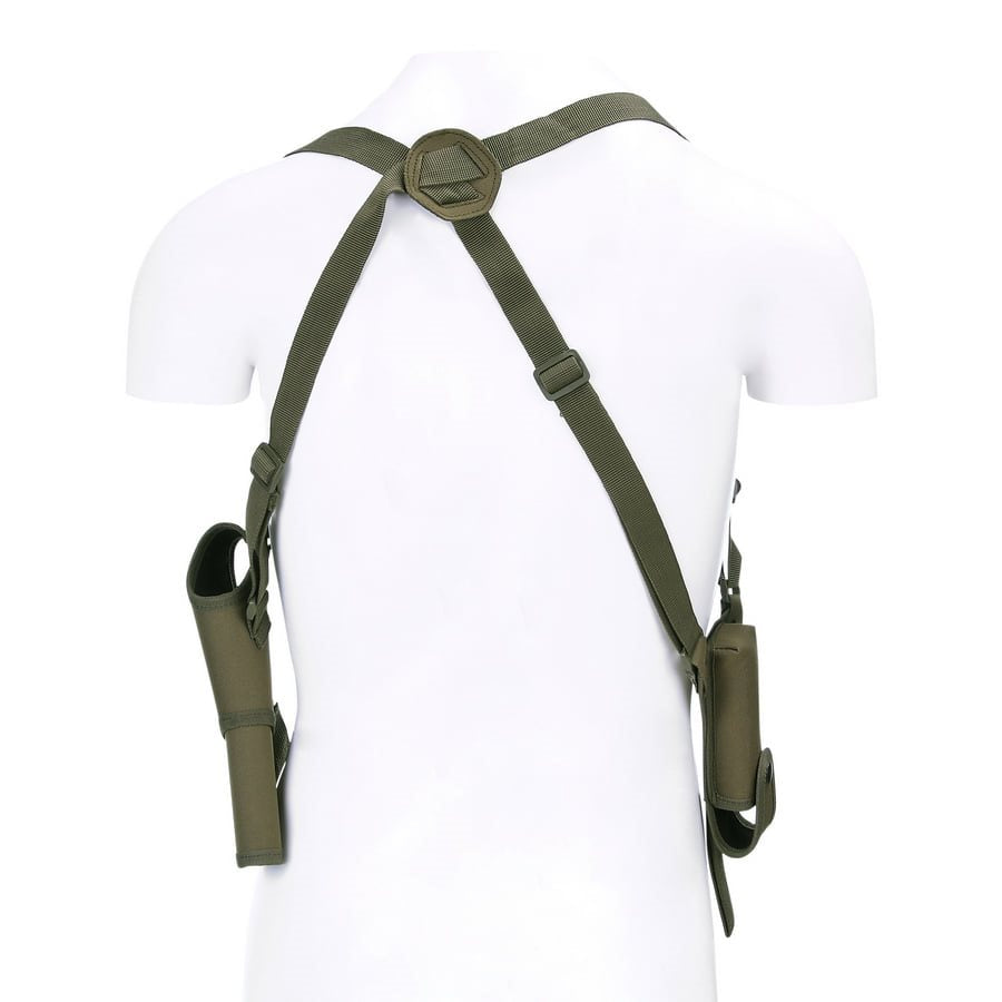 Funda axilar para pistola De Luxe verde FOSCO en nylon con bolsillo para cargador