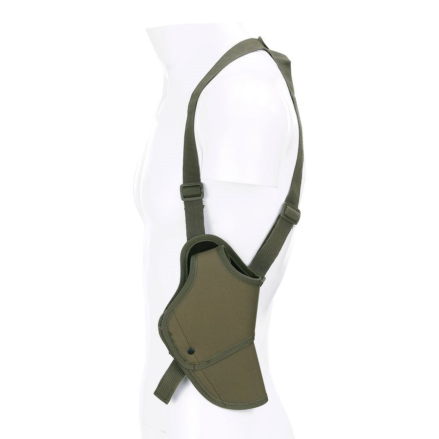 Funda axilar para pistola De Luxe verde FOSCO en nylon con bolsillo para cargador