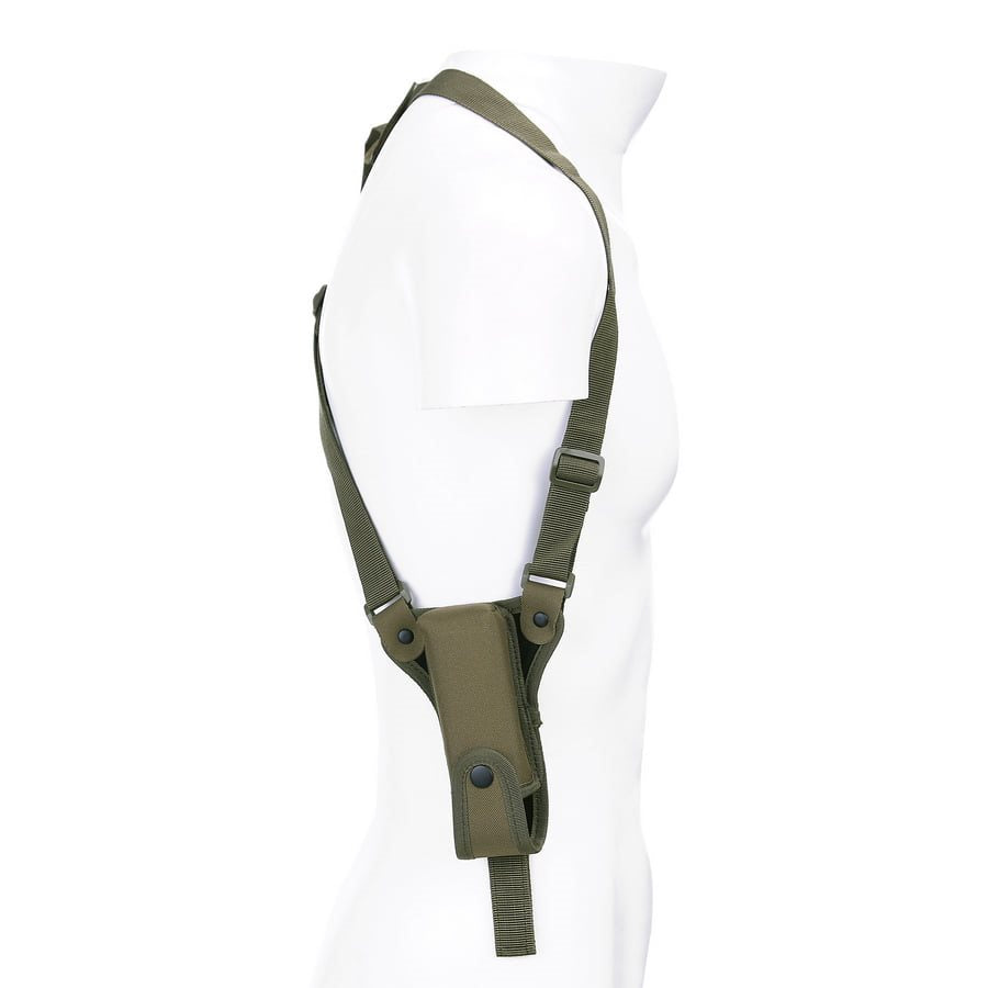Funda axilar para pistola De Luxe verde FOSCO en nylon con bolsillo para cargador