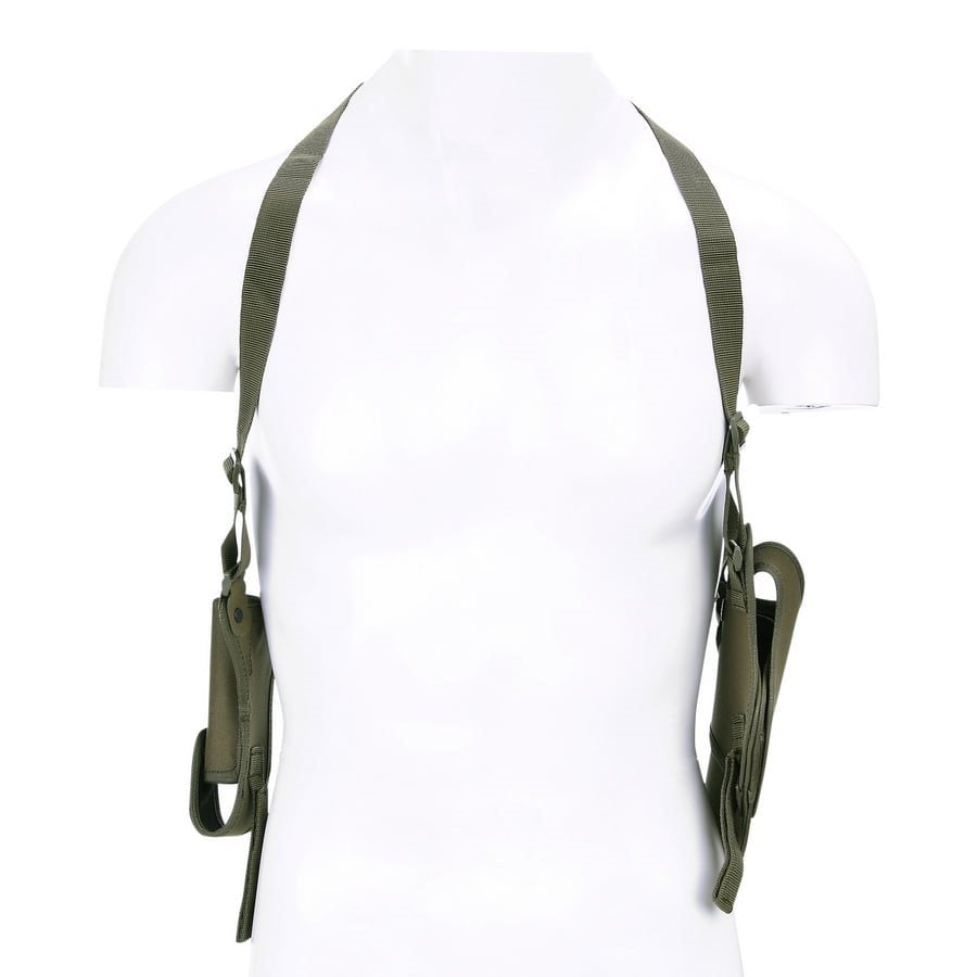Funda axilar para pistola De Luxe verde FOSCO en nylon con bolsillo para cargador