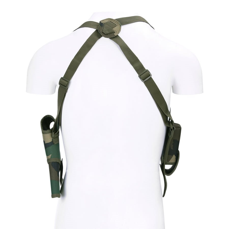 Funda axilar para pistola De Luxe verde FOSCO en nylon con bolsillo para cargador
