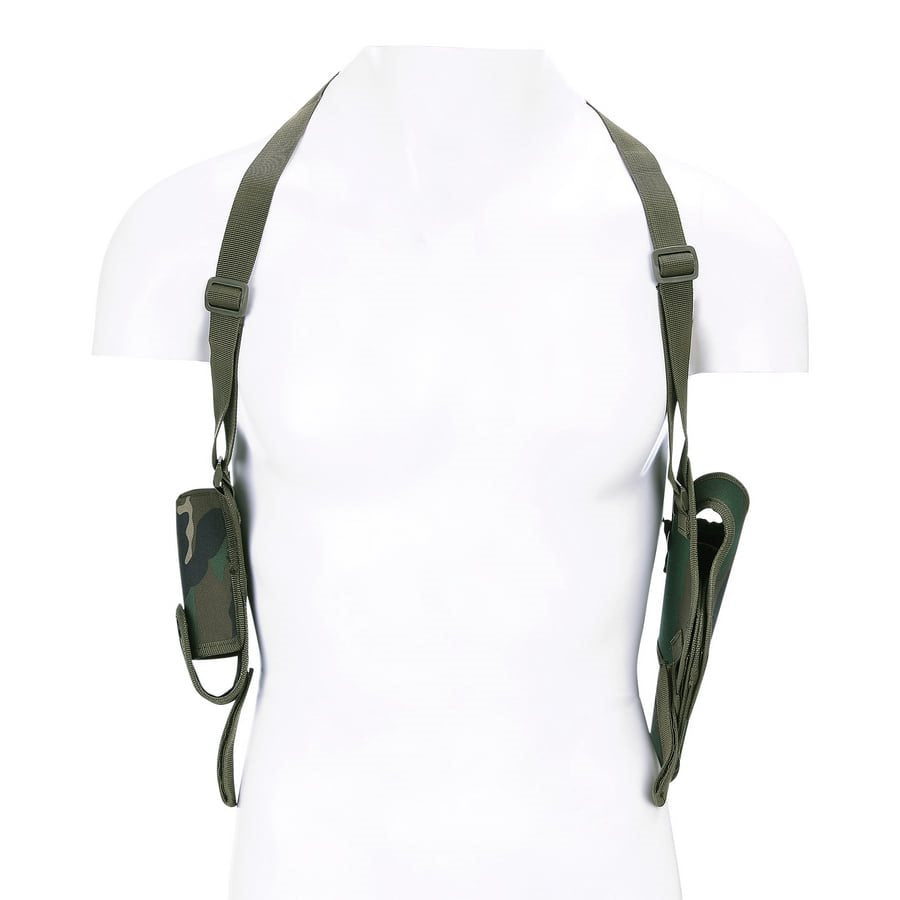 Funda axilar para pistola De Luxe verde FOSCO en nylon con bolsillo para cargador