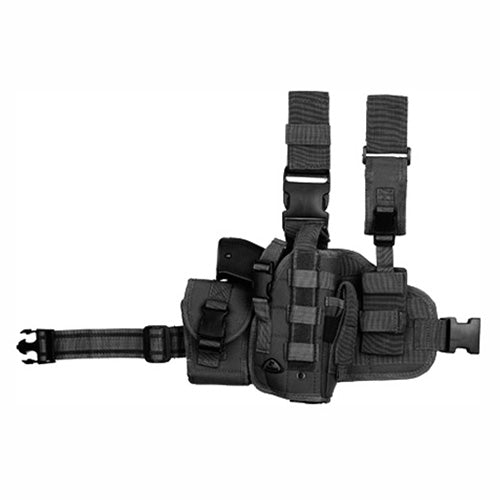 Funda muslera táctica para pistola derecha verde con panel MOLLE y bolsillo para cargador
