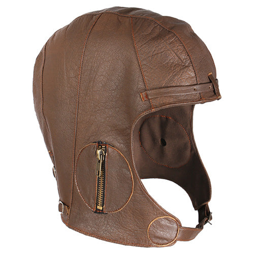 Capucha piloto de cuero retro WWII, piel de cabra con forro de ante sintético, producto 3569