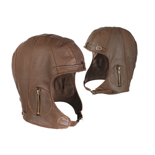Capucha piloto de cuero retro WWII, piel de cabra con forro de ante sintético, producto 3569