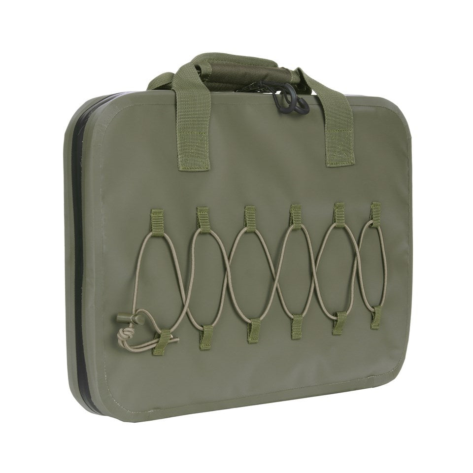 Bolsa impermeable verde para pistola o portátil, interior 390×290 mm, exterior 400×300×50 mm, 100% PVC