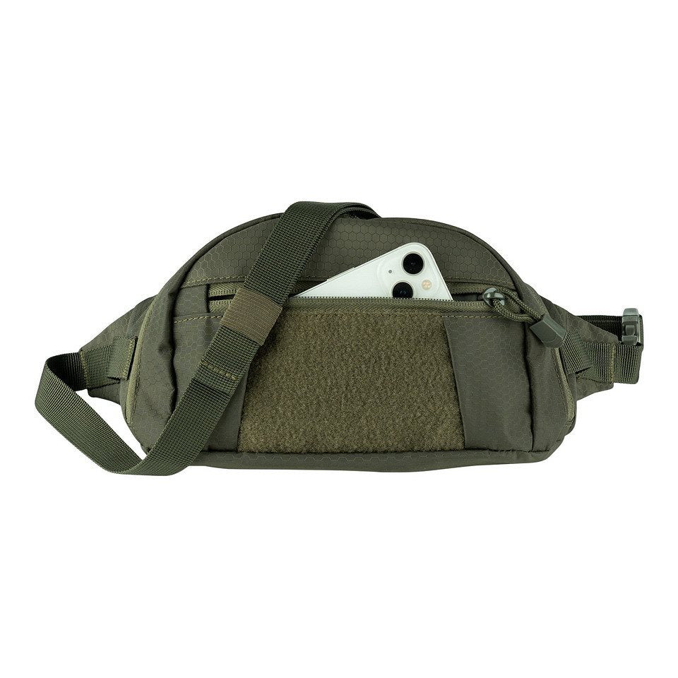 Riñonera HEXAGON FANNY negra con bolsillo de malla y sistema modular para accesorios