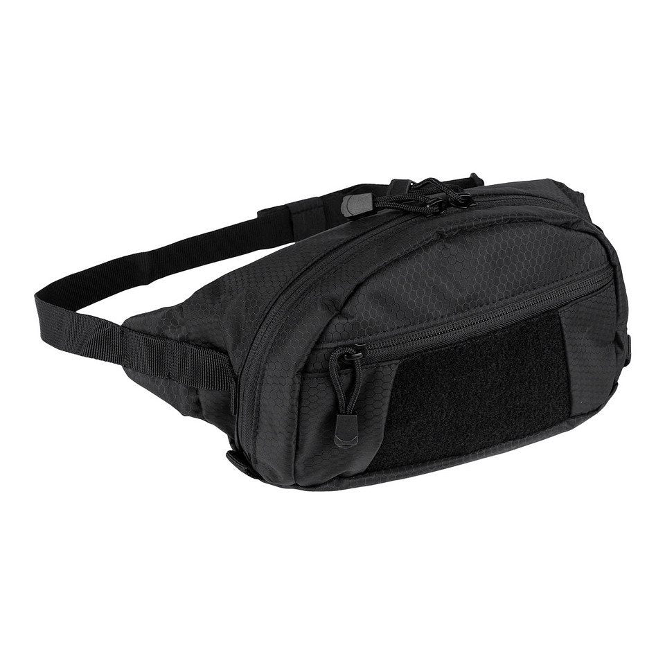 Riñonera HEXAGON FANNY negra con bolsillo de malla y sistema modular para accesorios