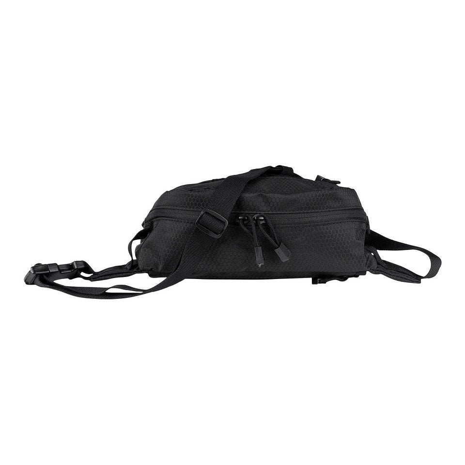 Riñonera HEXAGON FANNY negra con bolsillo de malla y sistema modular para accesorios