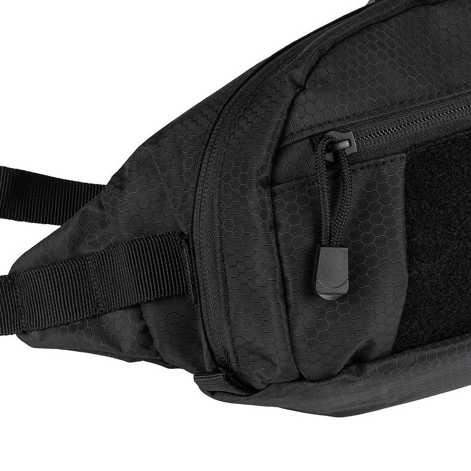 Riñonera HEXAGON FANNY negra con bolsillo de malla y sistema modular para accesorios