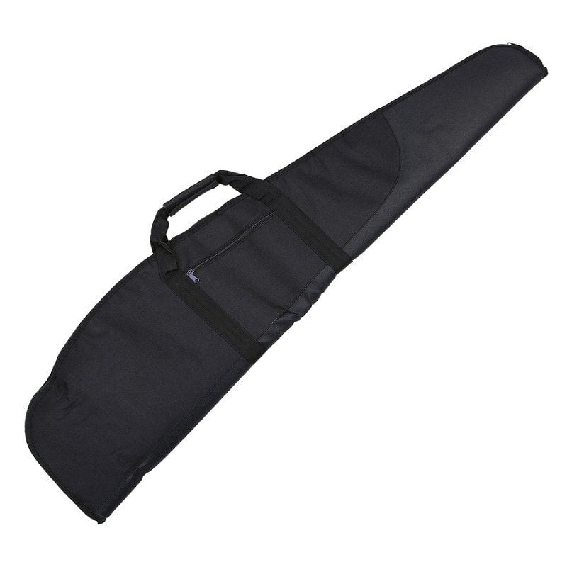 Funda negra PREDATOR para arma larga hasta 110 cm con asa, correa ajustable, cremallera doble y bolsillo 19x15 cm