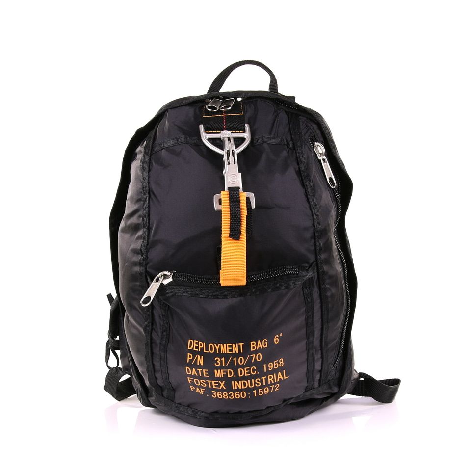 Mochila PARA 6 negra estilo paracaidas 25 x 16 x 40 cm, 100% nylon