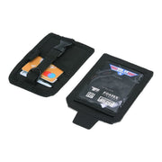 Estuche para tarjetas Business negro con ventana para tarjeta y correa con hebilla