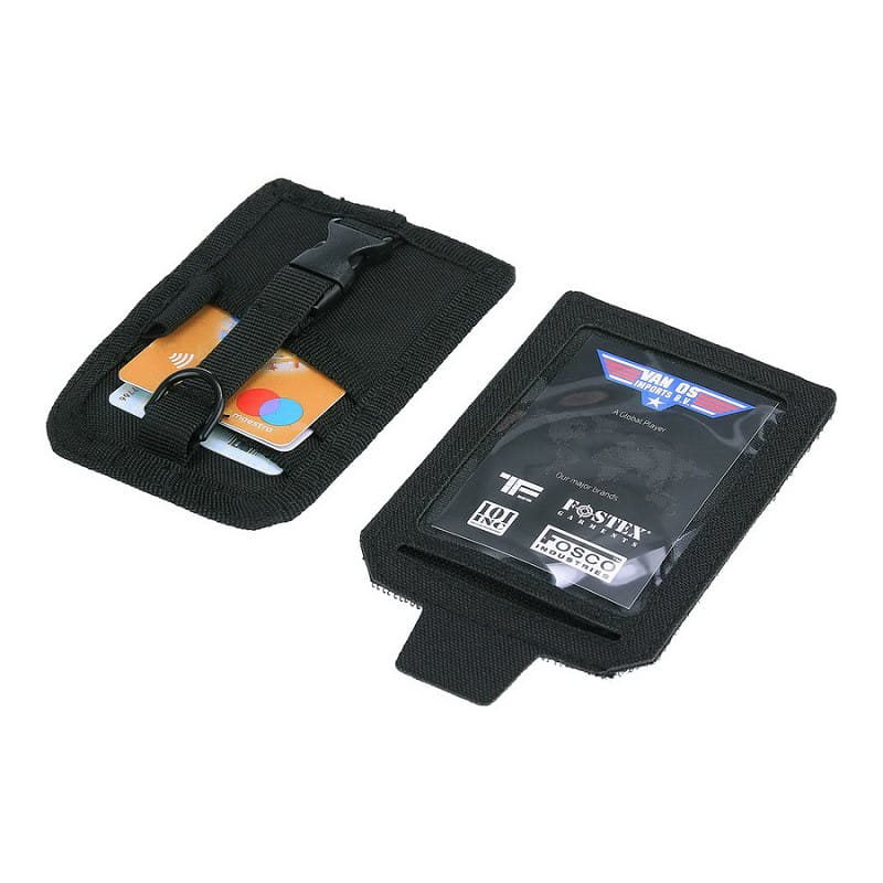 Estuche para tarjetas Business negro con ventana para tarjeta y correa con hebilla