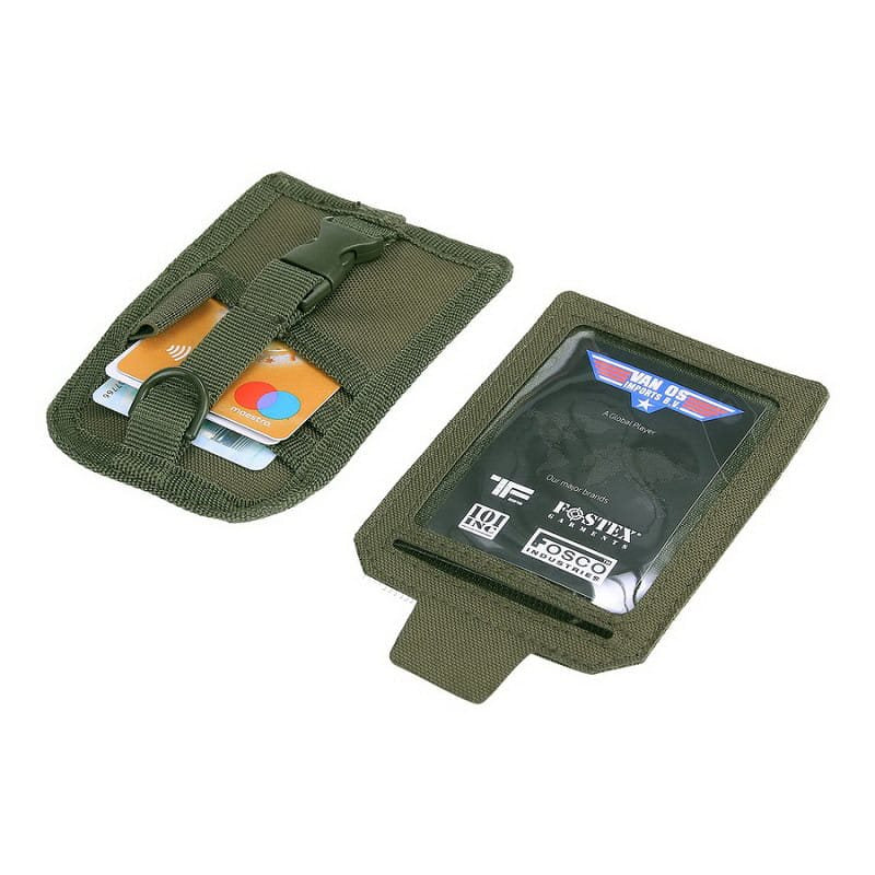 Estuche para tarjetas Business negro con ventana para tarjeta y correa con hebilla