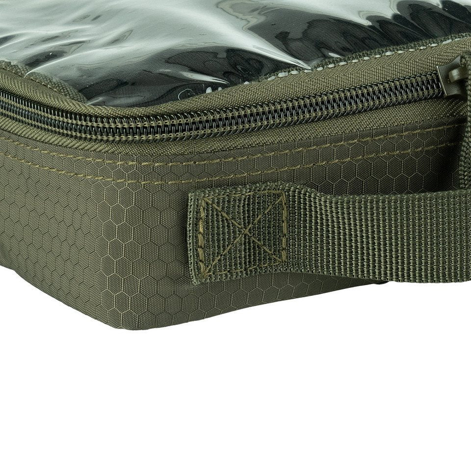 Estuche HEXAGON ORGANIZER transparente negro con ventana para visualizar el contenido