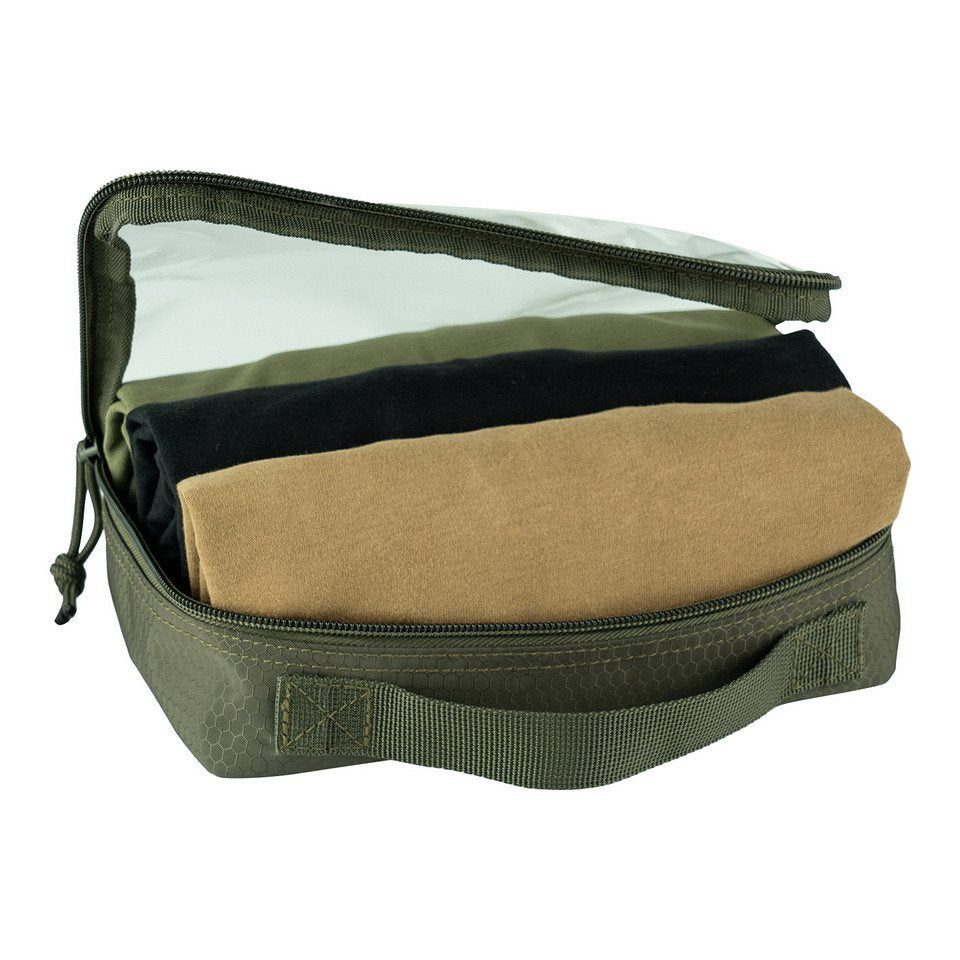Estuche HEXAGON ORGANIZER transparente negro con ventana para visualizar el contenido
