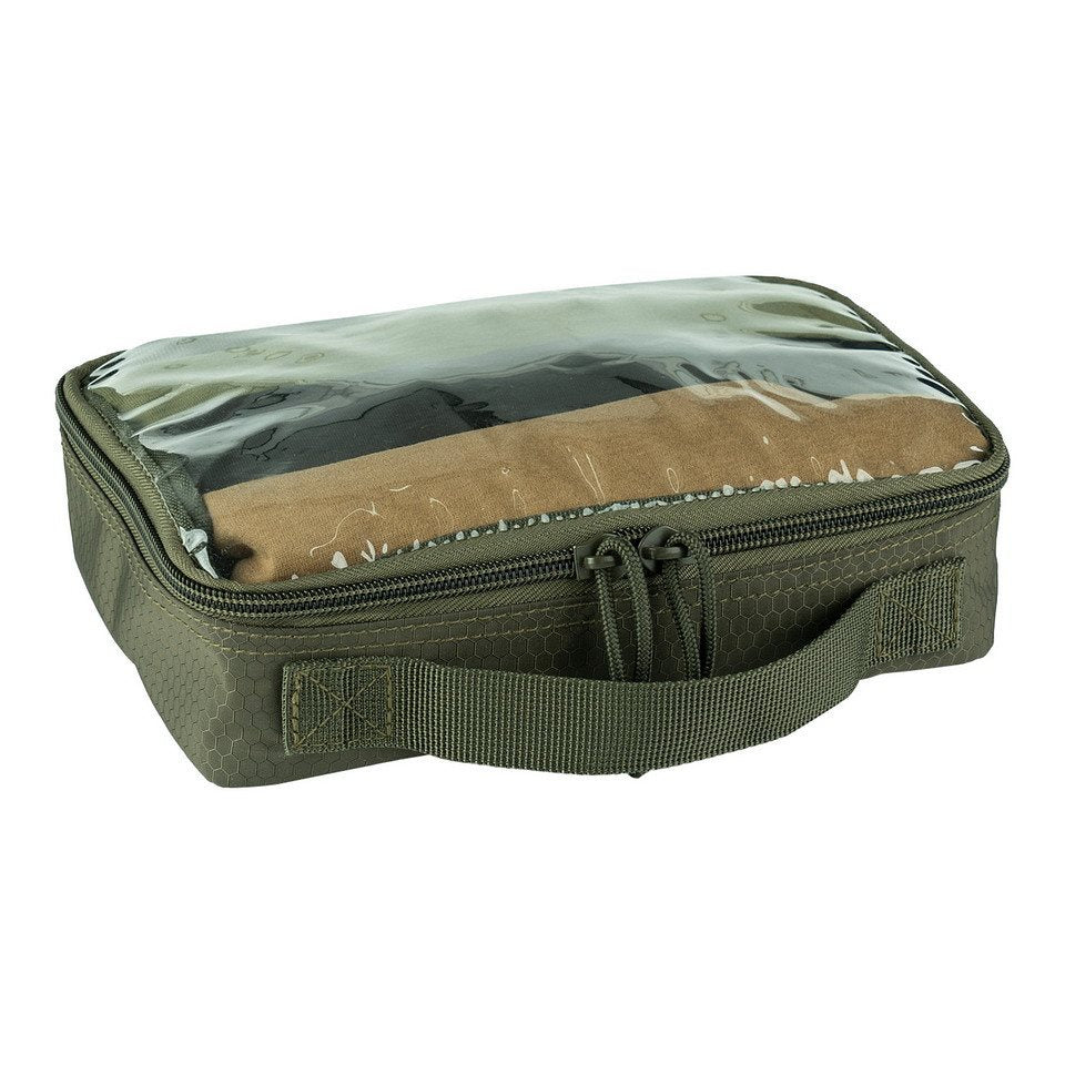 Estuche HEXAGON ORGANIZER transparente negro con ventana para visualizar el contenido