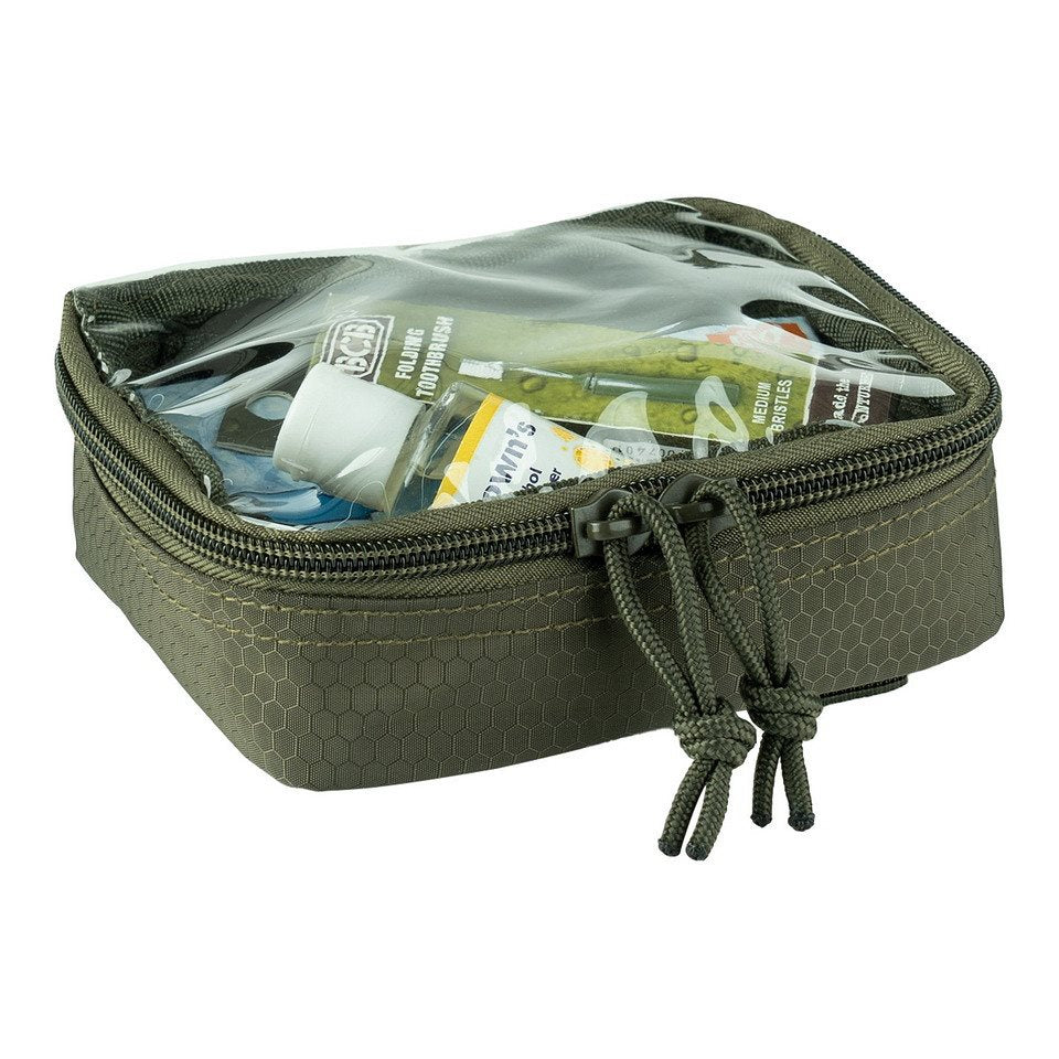 Funda transparente pequeña negra HEXAGON ORGANIZER con ventana para ver contenido