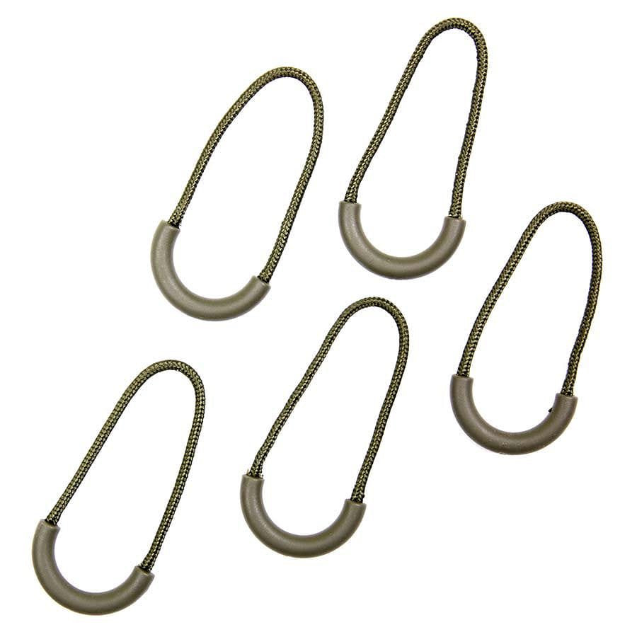 Pack de 5 tiradores para cremallera con ojo y empuñadura de plástico color Coyote