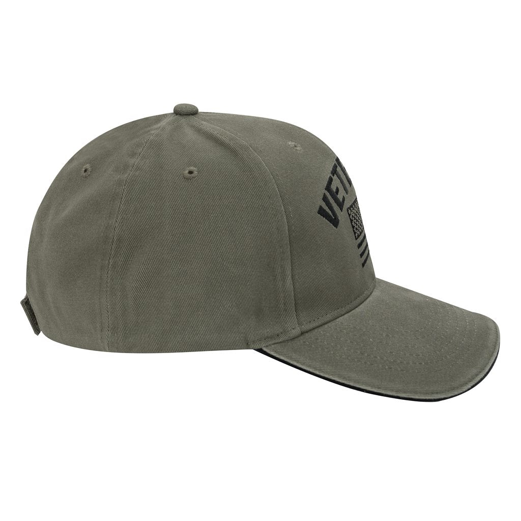 Gorra Vintage VETERAN verde con bandera de EE. UU. y bordado, corte de perfil bajo