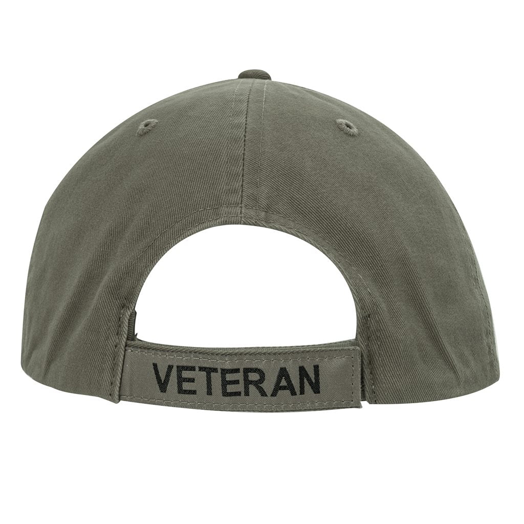 Gorra Vintage VETERAN verde con bandera de EE. UU. y bordado, corte de perfil bajo