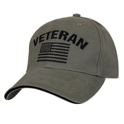 Gorra Vintage VETERAN verde con bandera de EE. UU. y bordado, corte de perfil bajo