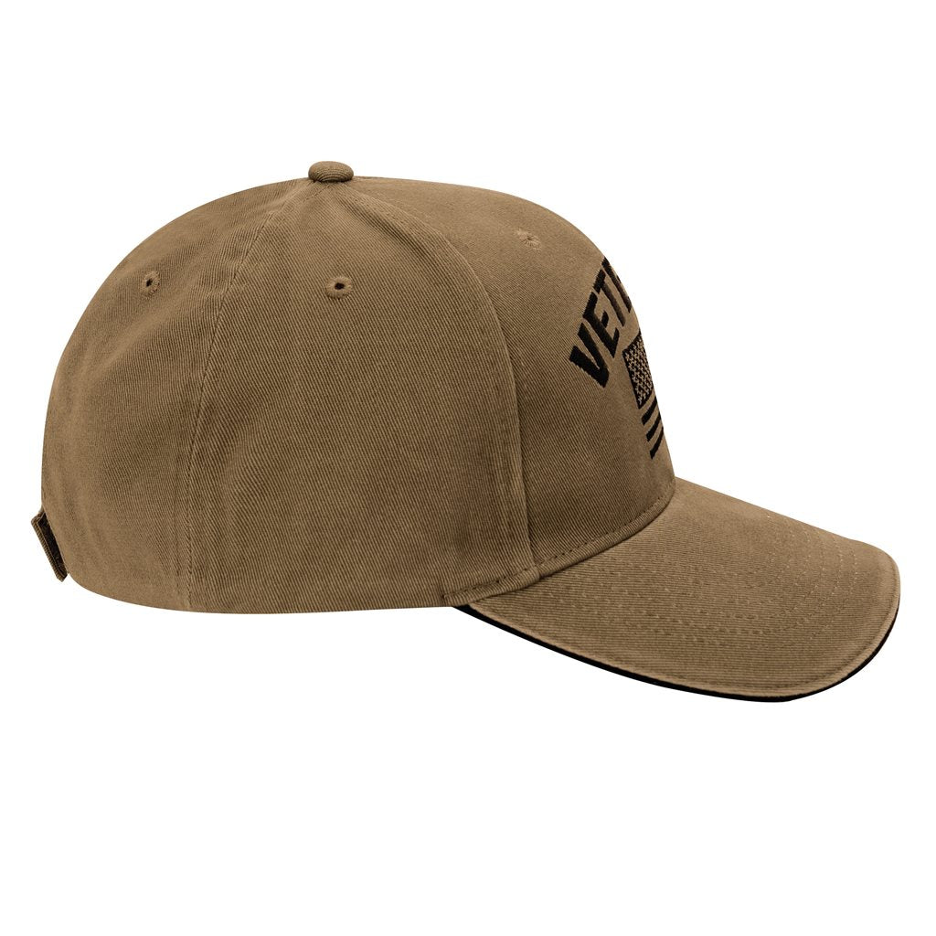 Gorra Vintage VETERAN verde con bandera de EE. UU. y bordado, corte de perfil bajo