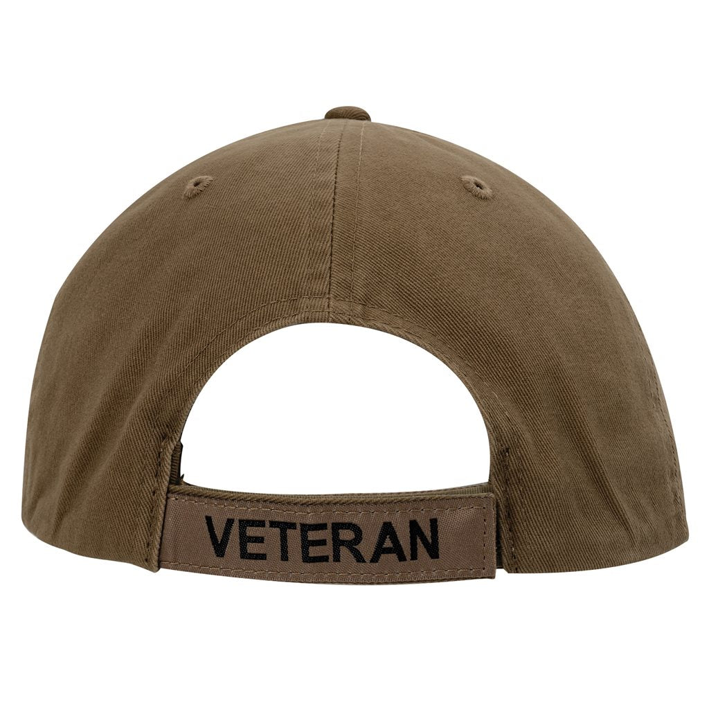 Gorra Vintage VETERAN verde con bandera de EE. UU. y bordado, corte de perfil bajo