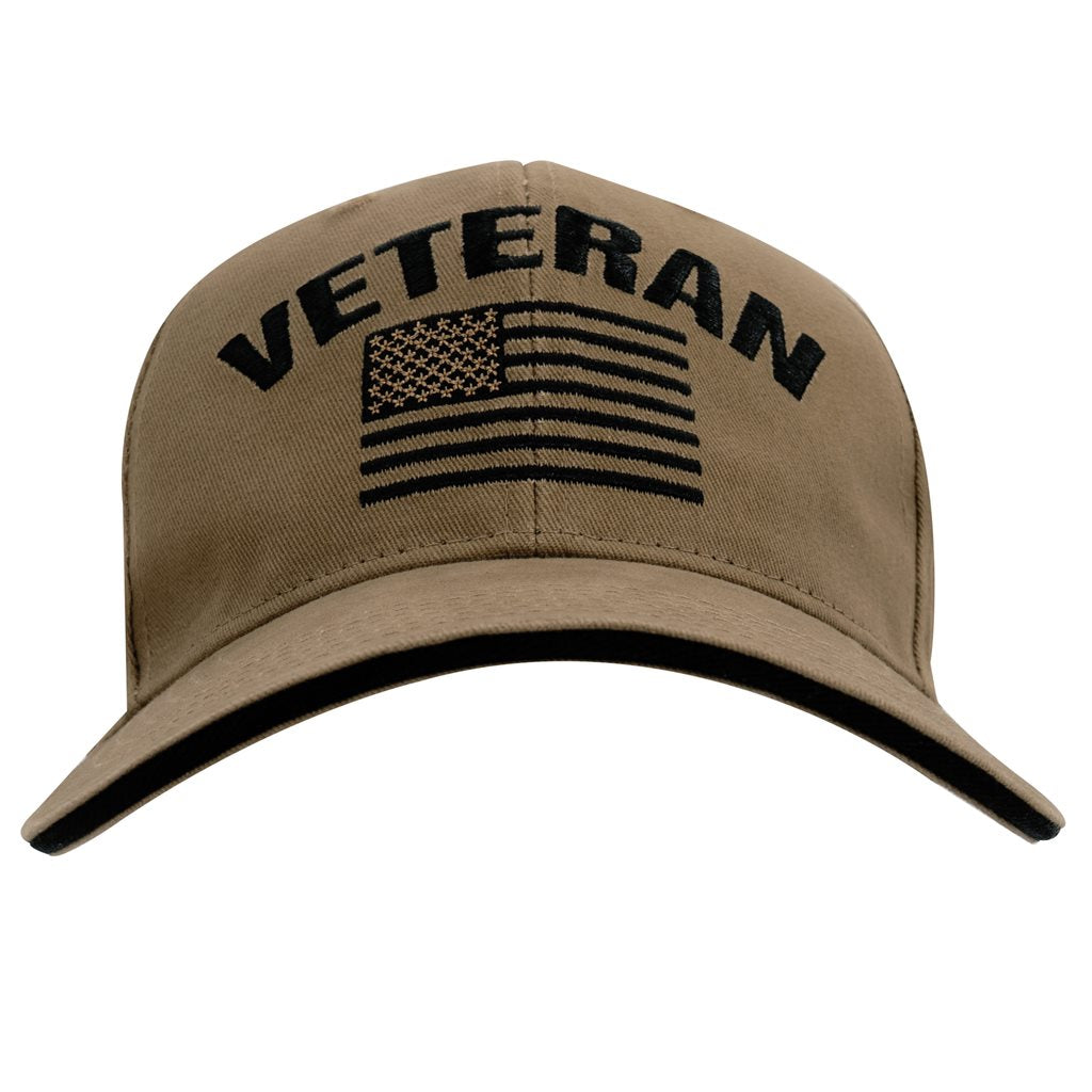 Gorra Vintage VETERAN verde con bandera de EE. UU. y bordado, corte de perfil bajo