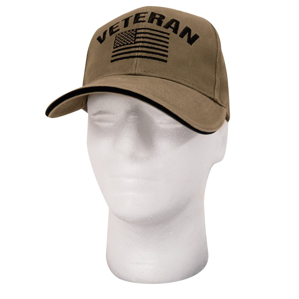 Gorra Vintage VETERAN verde con bandera de EE. UU. y bordado, corte de perfil bajo